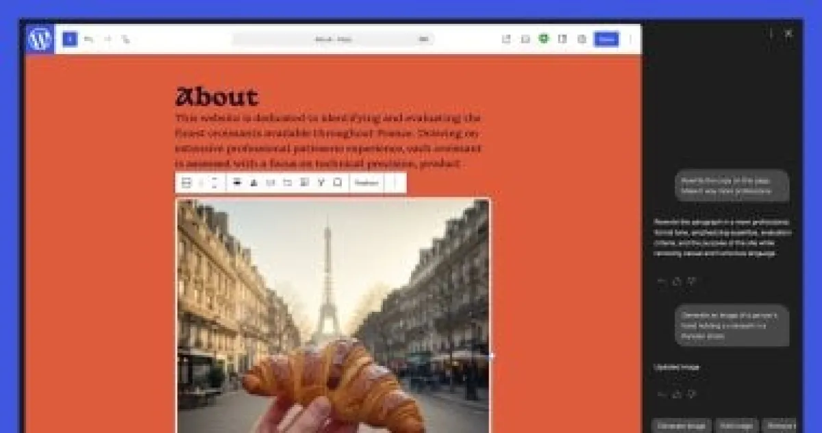 ووردبريس تدمج مساعد ذكاء اصطناعي دائم لتحرير وتصميم المواقع