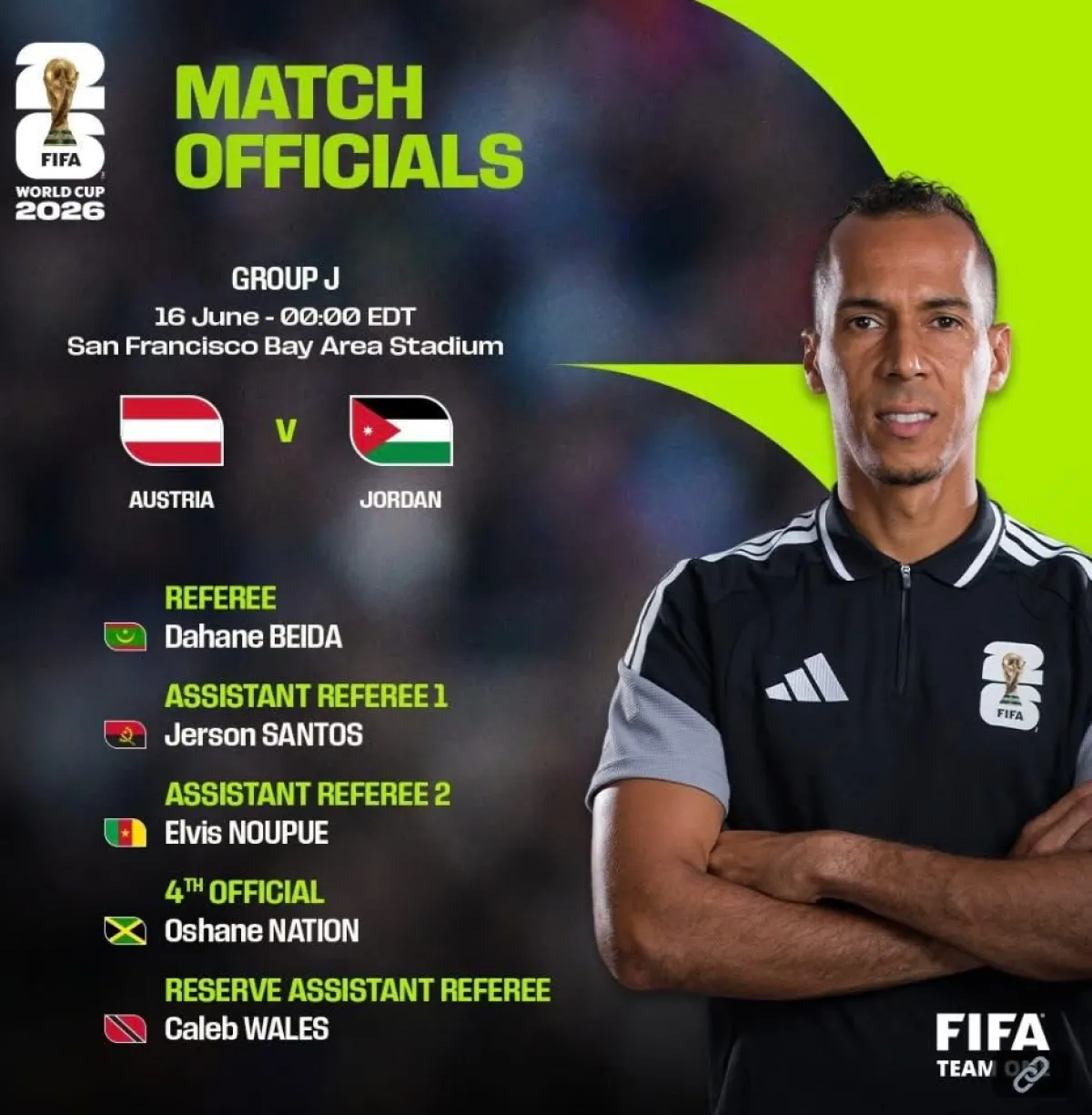 حكم موريتاني يدير افتتاح النشامى في مونديال 2026 ضد النمسا